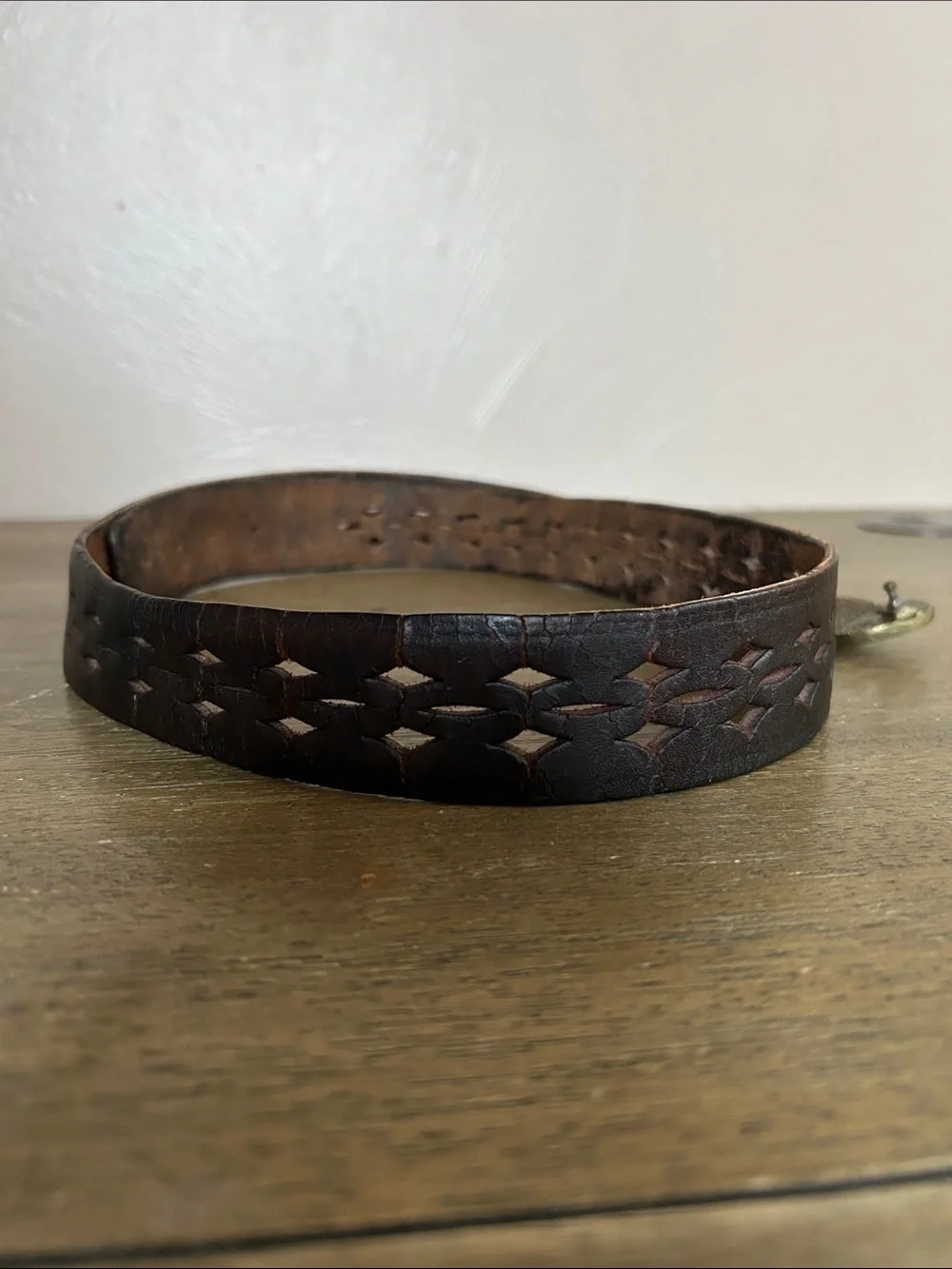 Vintage 70’s GOLF  Solid Brass Buckle Leather Belt - Brown. Made in Taiwan.